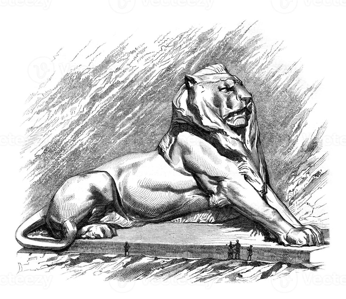 The Lion of Belfort, vintage engraving. photo