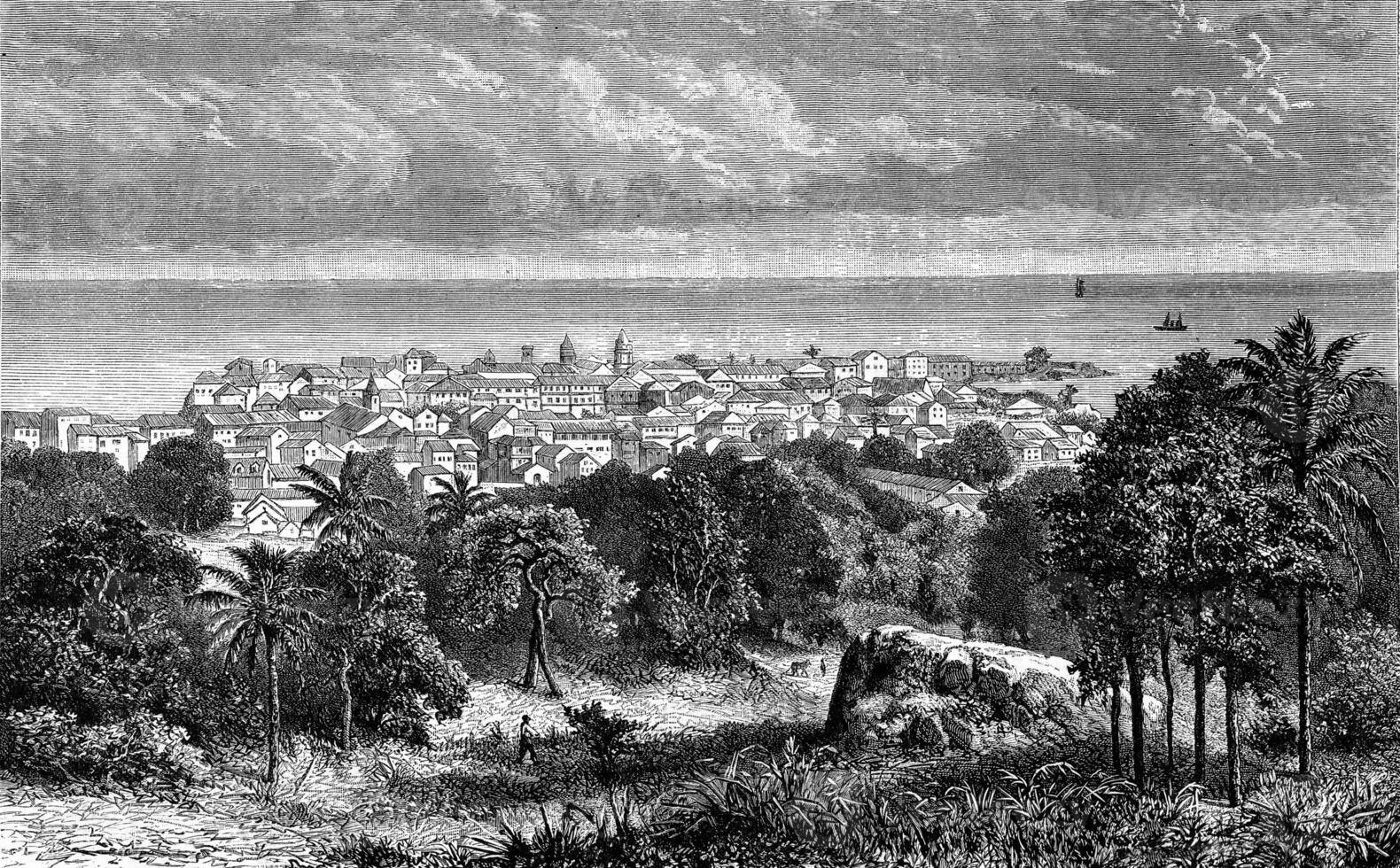 The city of Panama, vintage engraving. photo