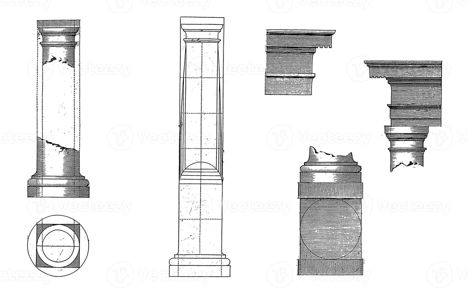 Tuscan column, Hendrick Hondius I, vintage illustration. photo