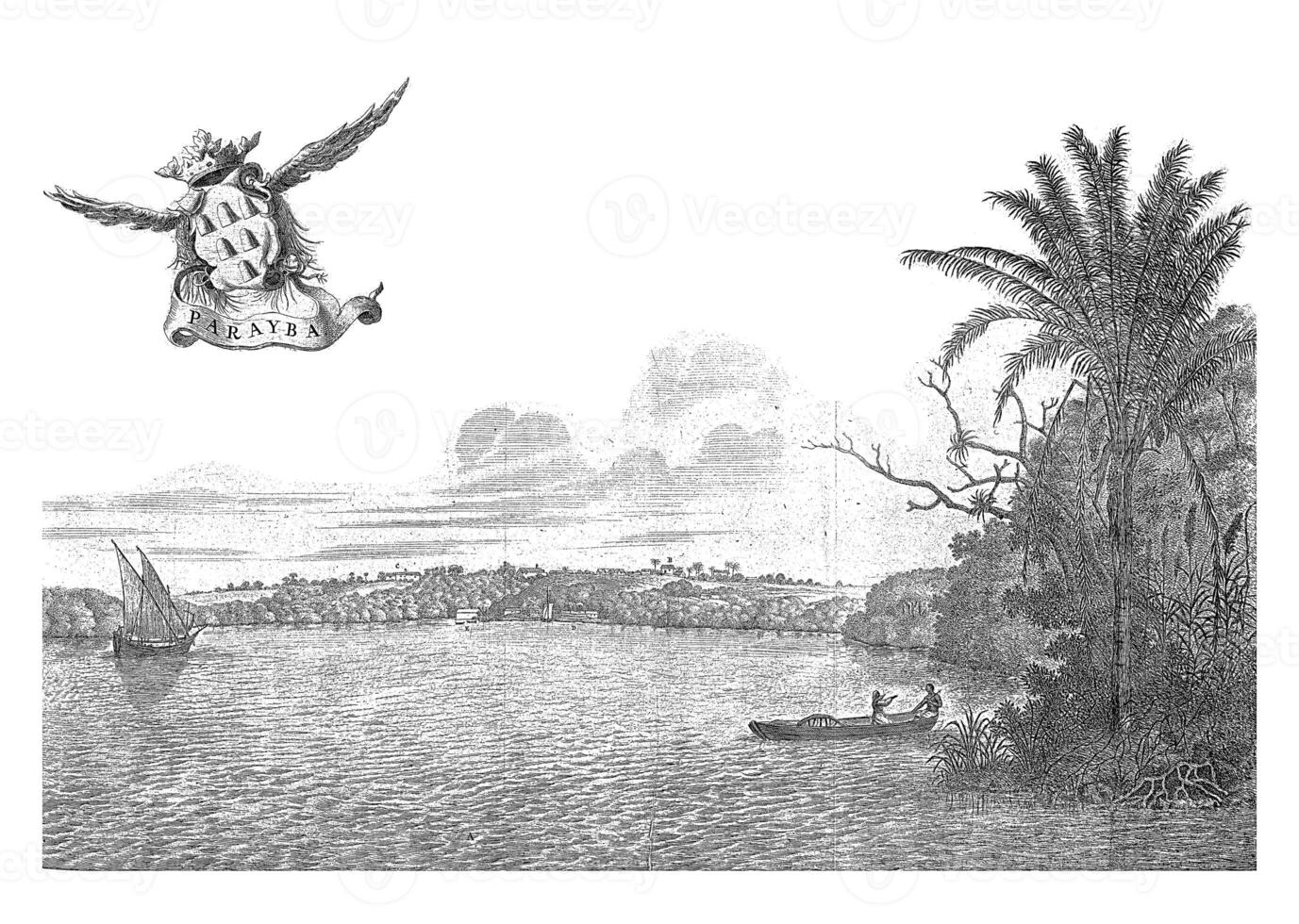 View of Paraiba, c. 1636-1644, vintage illustration. photo