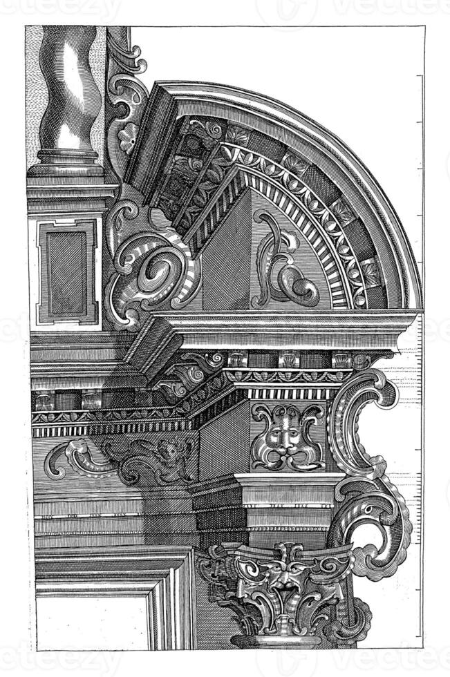 Bridle with broken pediment, Johann Christoph Feinlein, 1630 - 1685, vintage illustration. photo