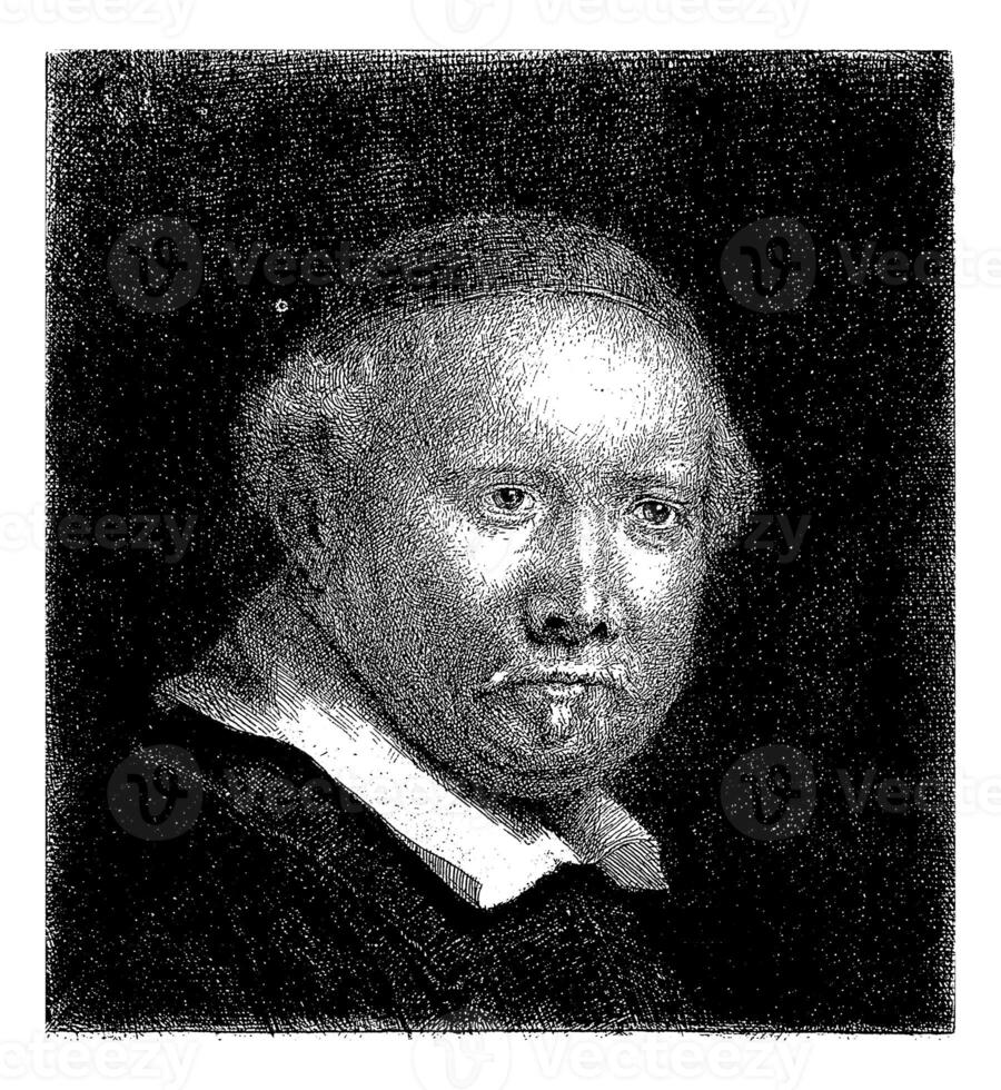 Portrait of the writer Lieven Willemsz. van Coppenol large record, Rembrandt van Rijn, 1807 - 1808, vintage illustration. photo