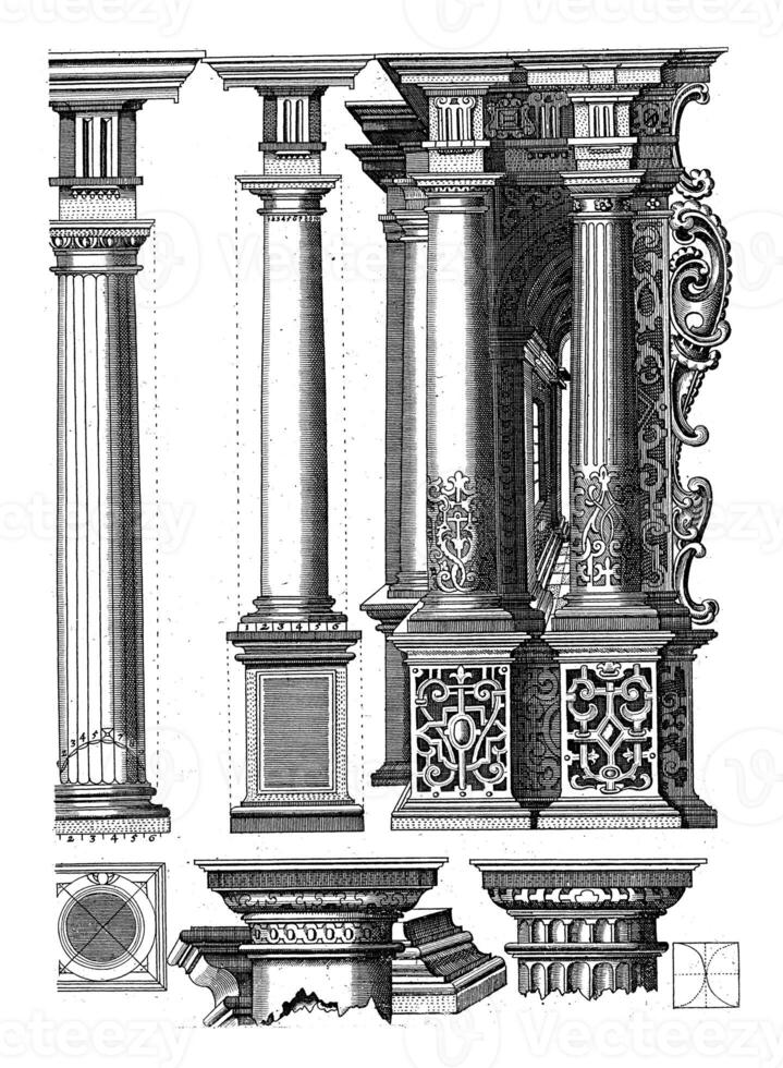 Columns of the Doric order, Johann Christoph Feinlein, vintage illustration. photo