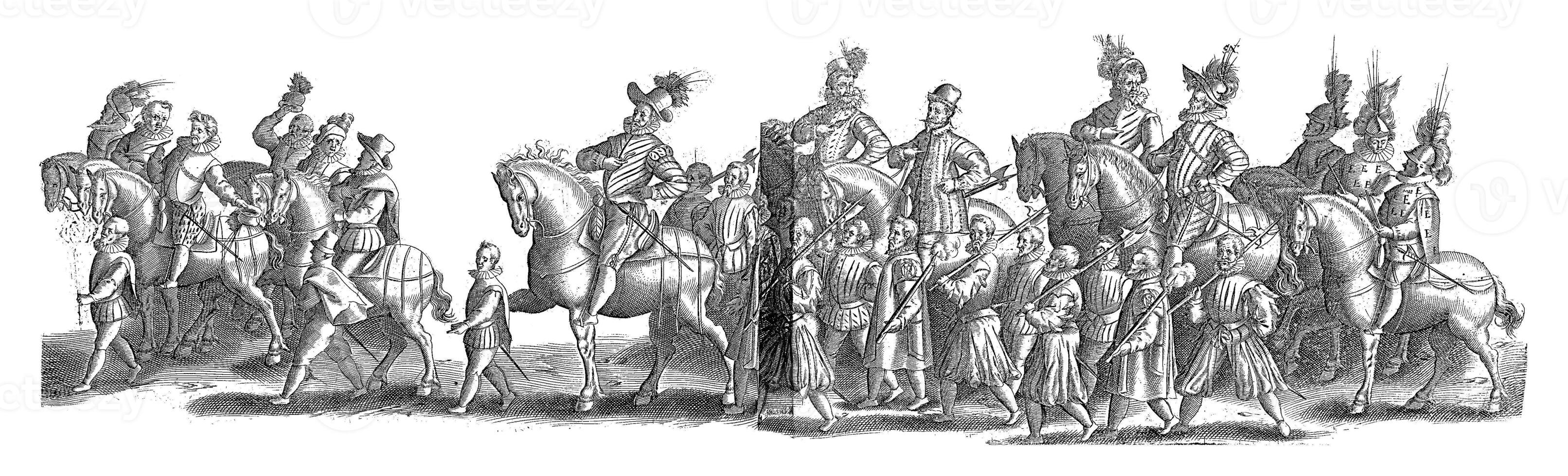 The procession with Archduke Ernst during the entry into Brussels, vintage illustration. photo