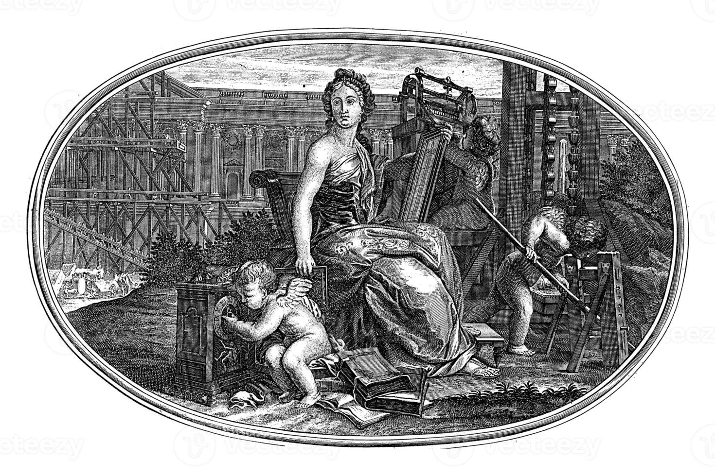 Mechanica, anonymous, after Louis Simonneau, after Jean Baptiste Jouvenet, vintage illustration. photo