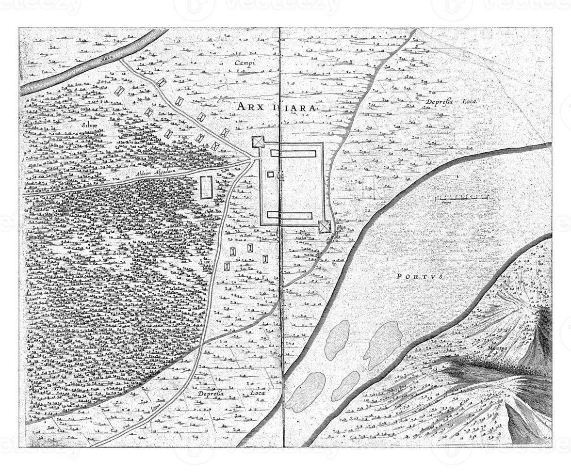 Floor plan of the fort at Siara, 1636-1644, vintage illustration. photo