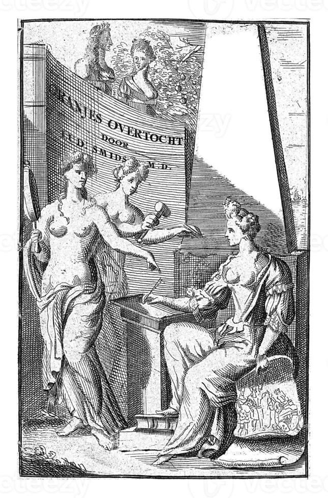 Allegorical title page for L. Smids, Oranjes goes to England, vintage illustration. photo