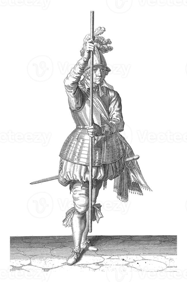 Soldier, viewed from the front, vintage illustration. photo