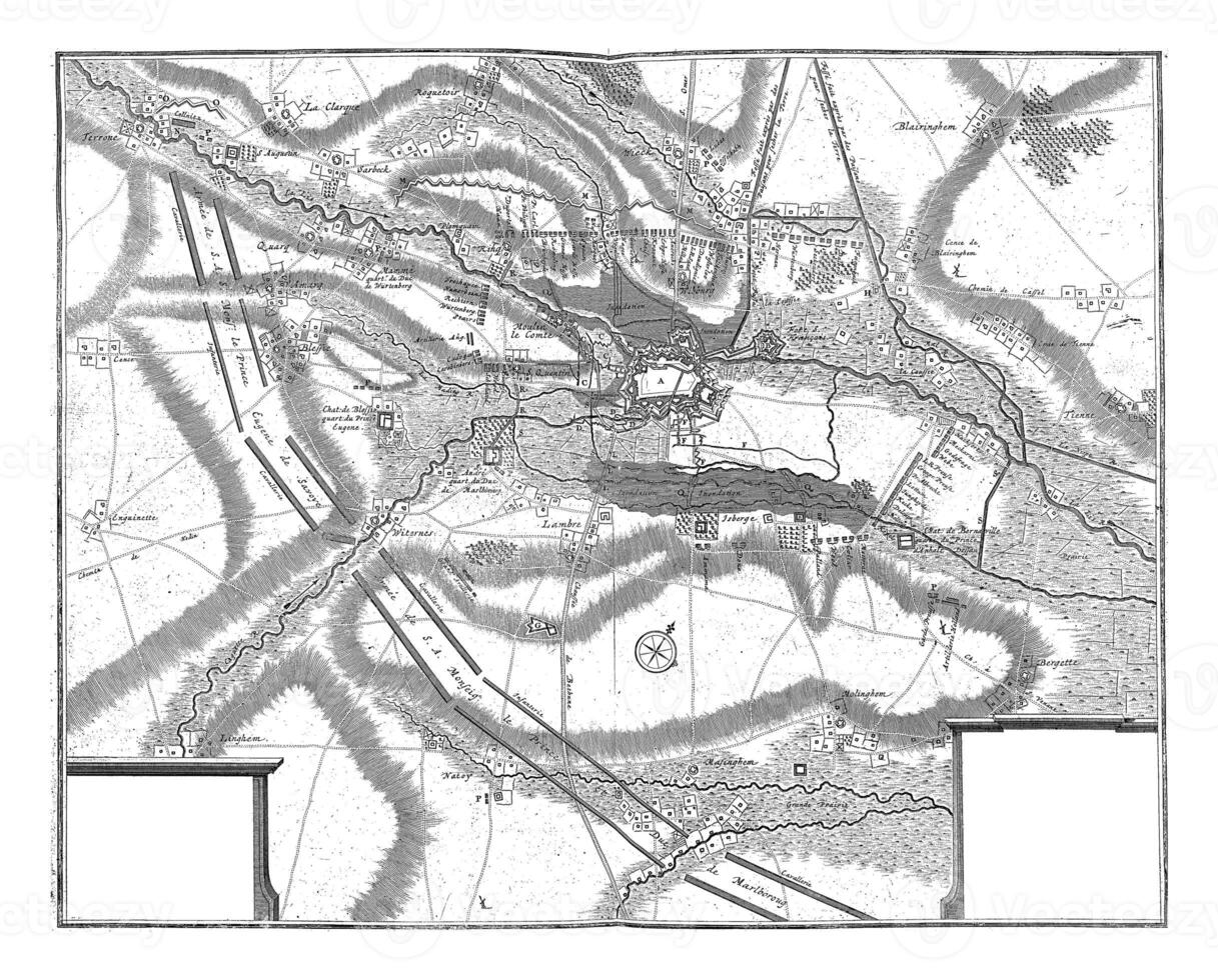 mapa de el cerco de el ciudad de aire con el rodeando área, Clásico ilustración. foto