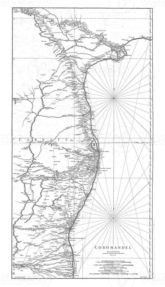 Map of Coromandel, vintage illustration. photo