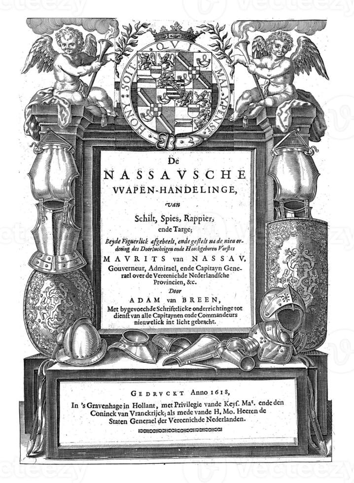 Title page of Adam van Breens De Nassausche Wapen-Handelinge, vintage illustration. photo