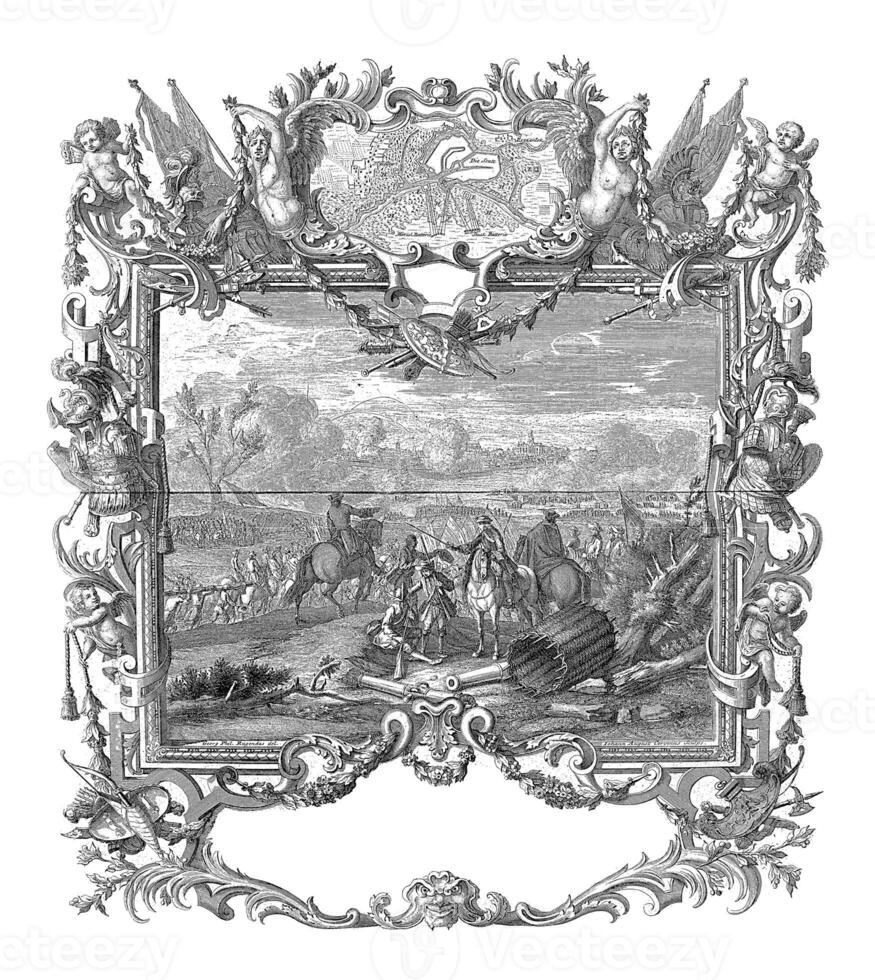 Capture of Dendermonde, 1706, vintage illustration. photo