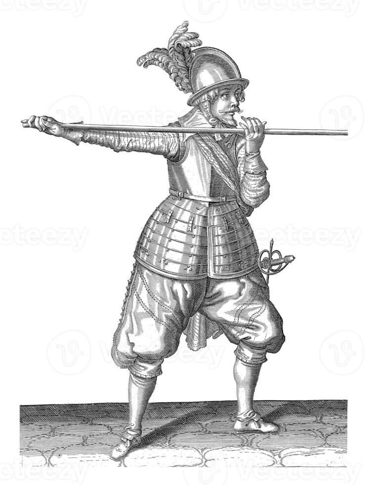 Soldier carrying his skewer, vintage illustration. photo