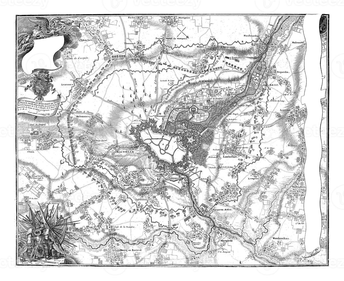 mapa de el cerco de lila, Clásico ilustración. foto