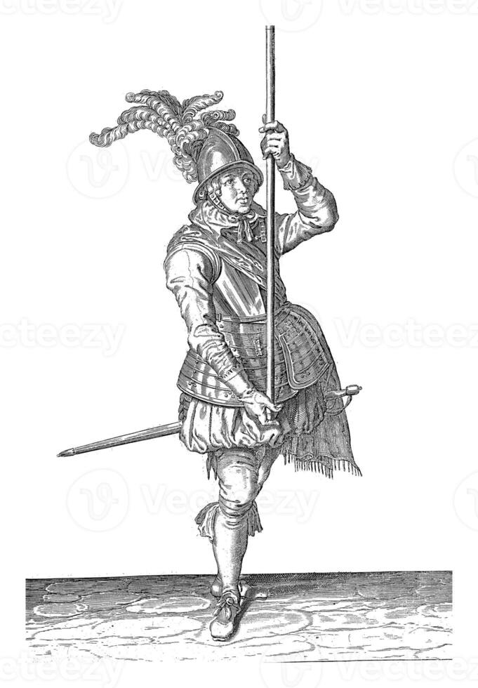 Soldier Holding His Skewer, vintage illustration. photo