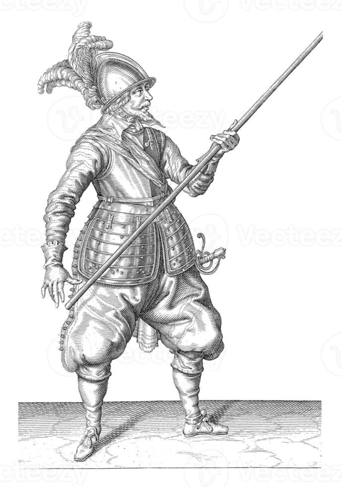 Soldier Carrying His Skewer, vintage illustration. photo