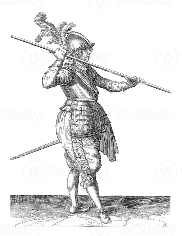 soldado que lleva su brocheta, Clásico ilustración. foto