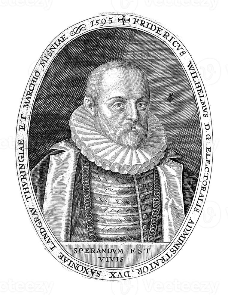 Portrait of Frederick William, Duke of Saxen-Weimar, 1595, vintage illustration. photo