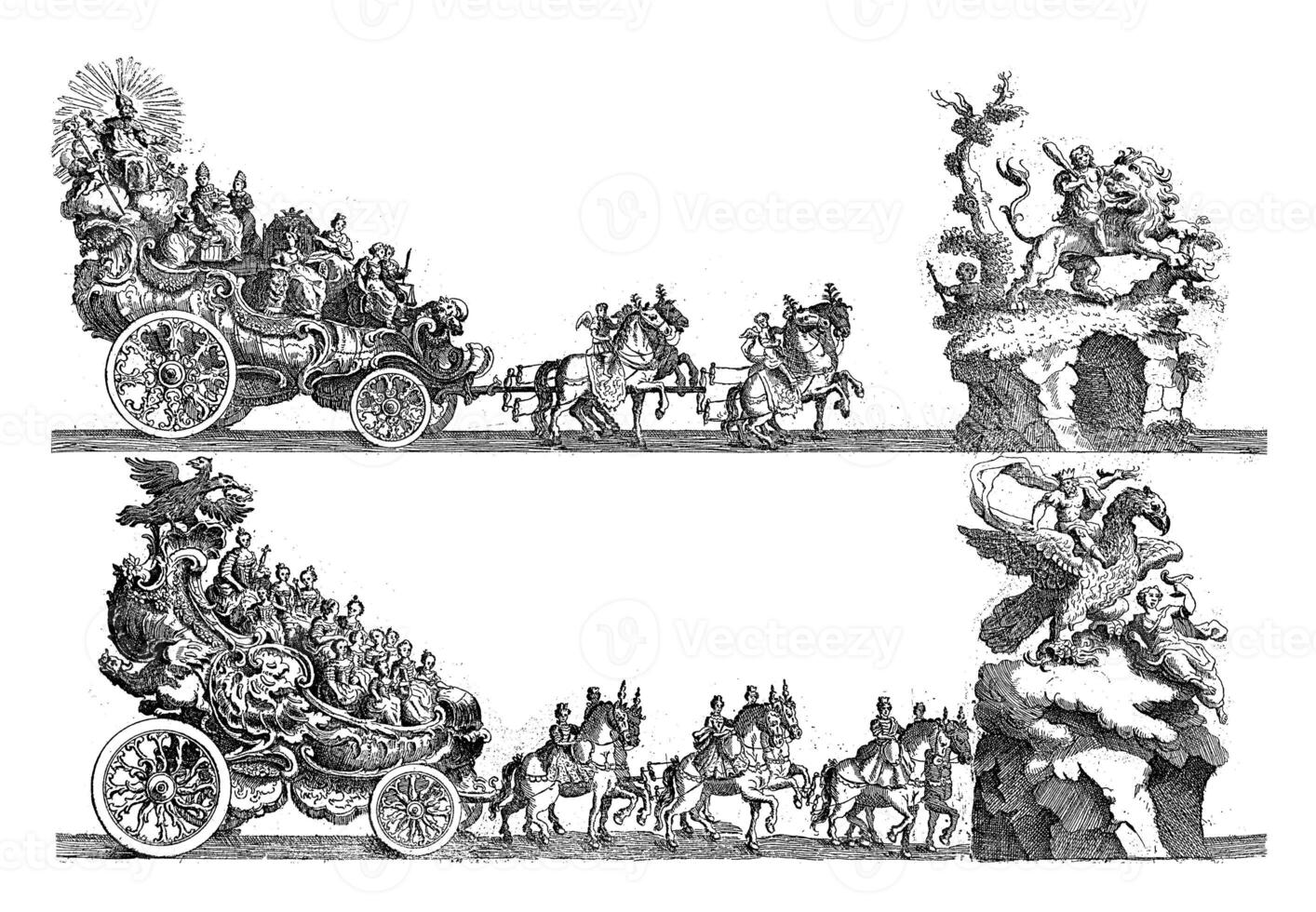 Sheet D sixth and seventh float, vintage illustration. photo