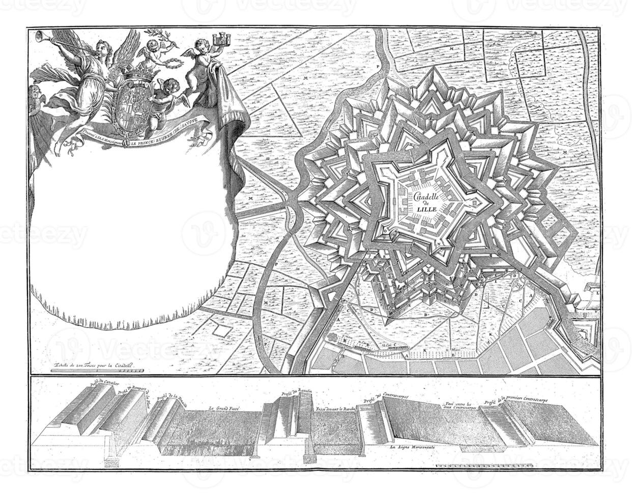 Map of the citadel of Lille, vintage illustration. photo