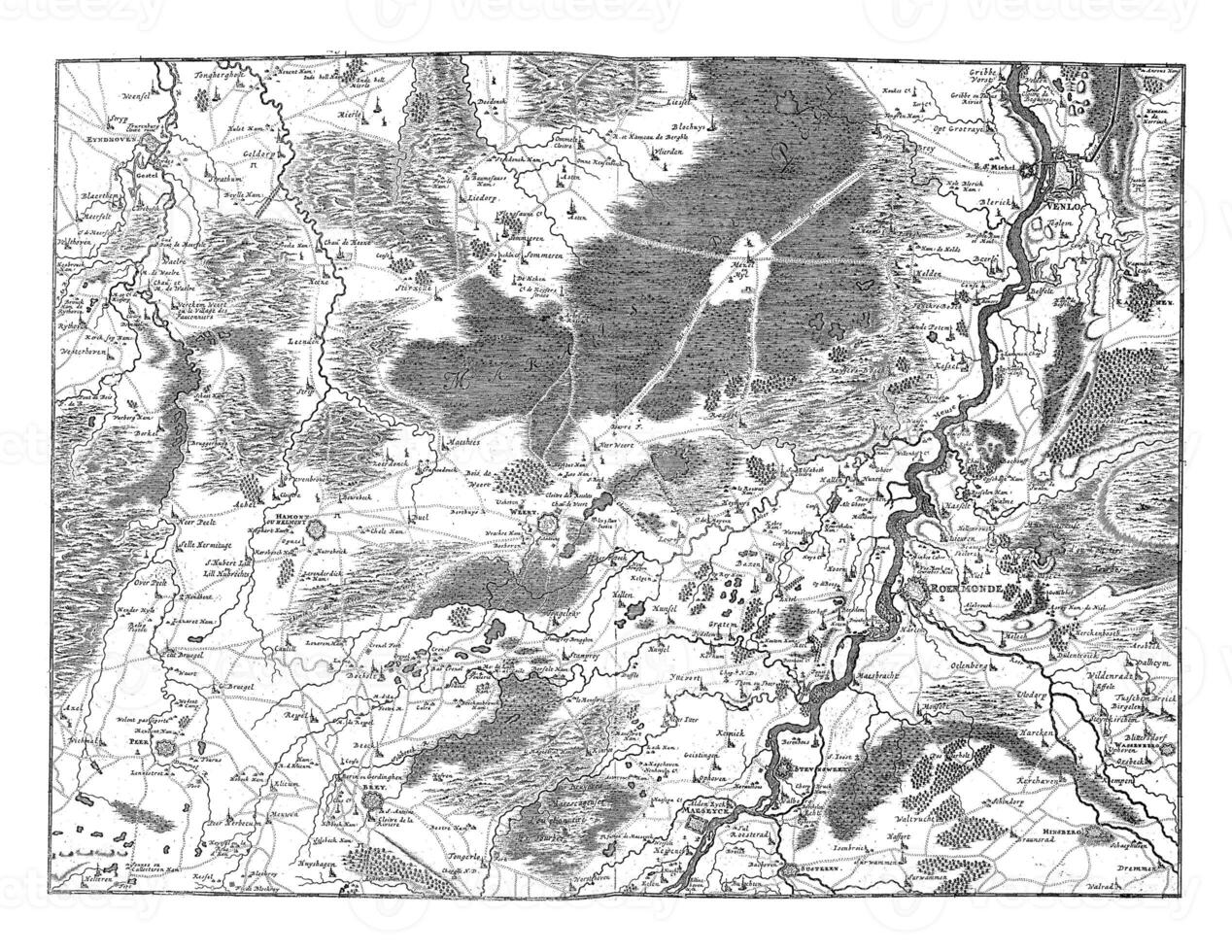 Map of the surroundings of Roermond and Venlo, vintage illustration. photo