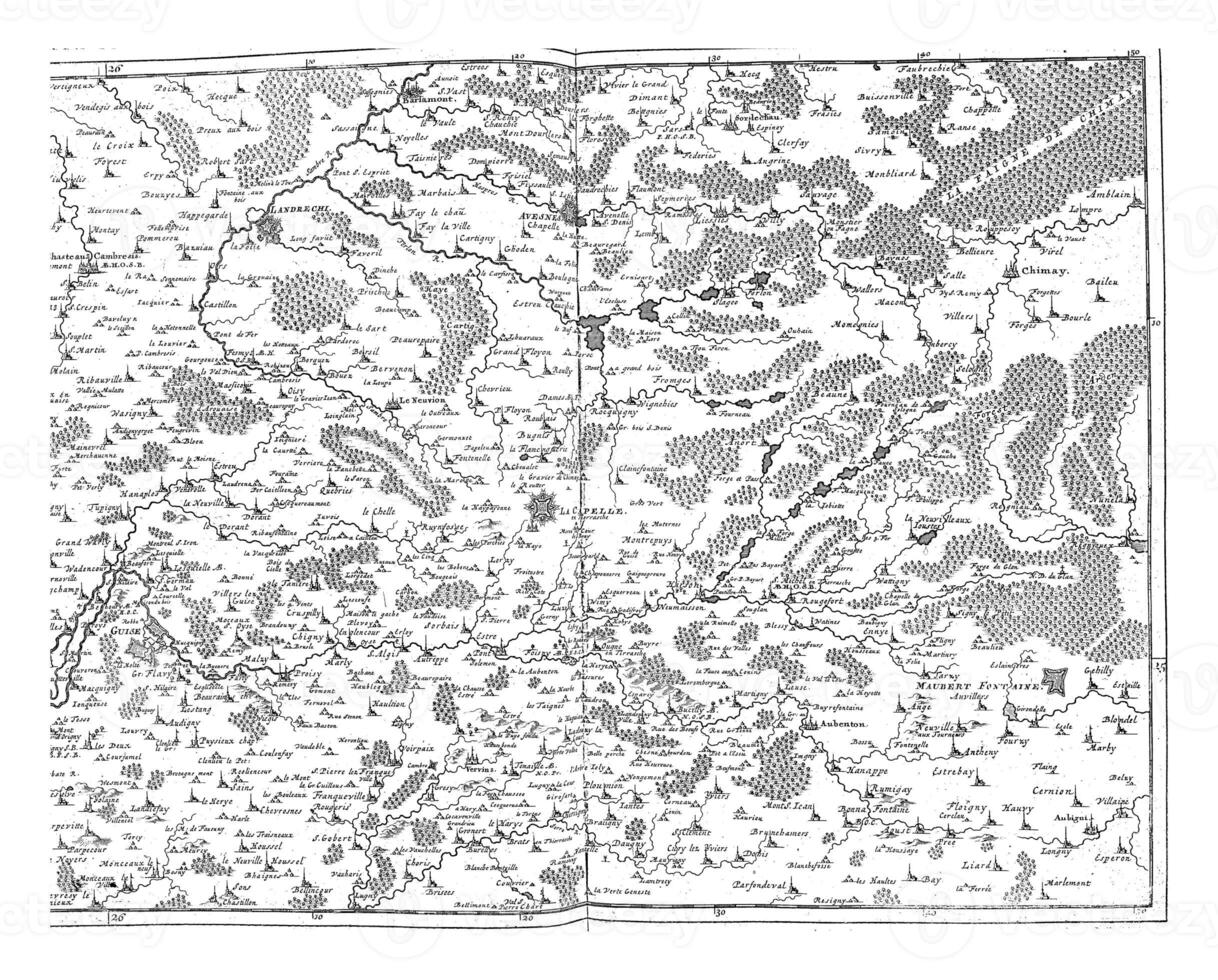 Map of Northern France, vintage illustration. photo