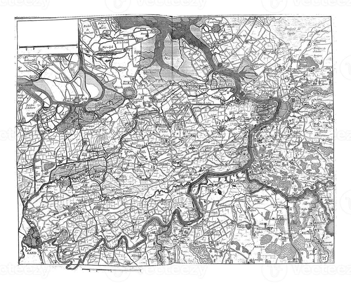 Map of the Waasland, vintage illustration. photo