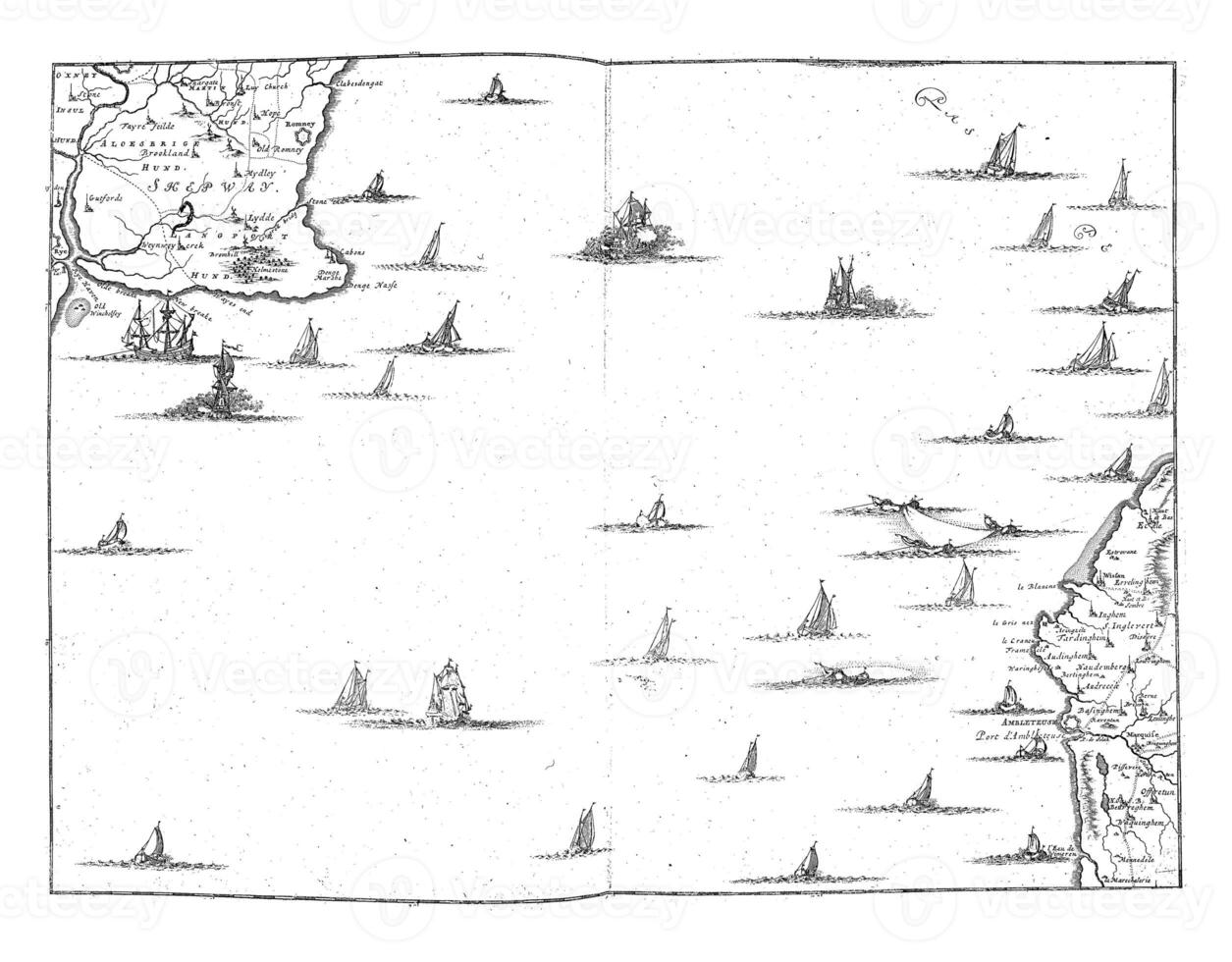 Map of the Strait of Calais, vintage illustration. photo