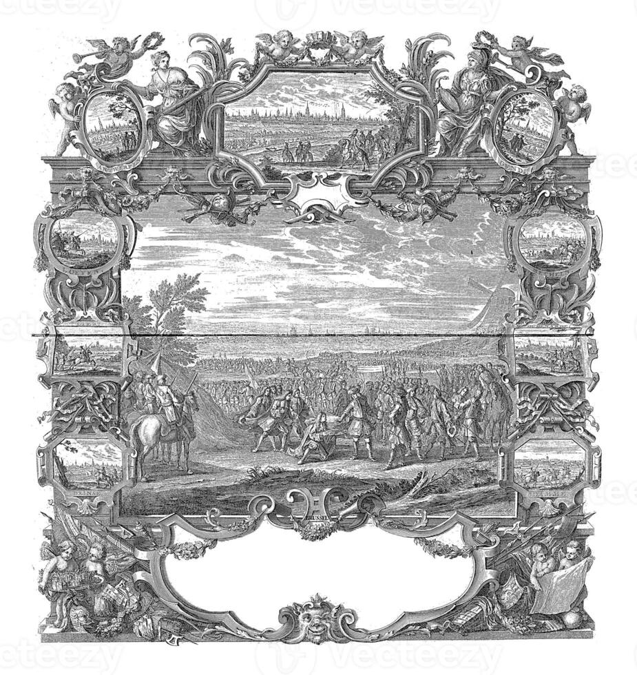 Surrender of the Flemish cities, 1706, vintage illustration. photo