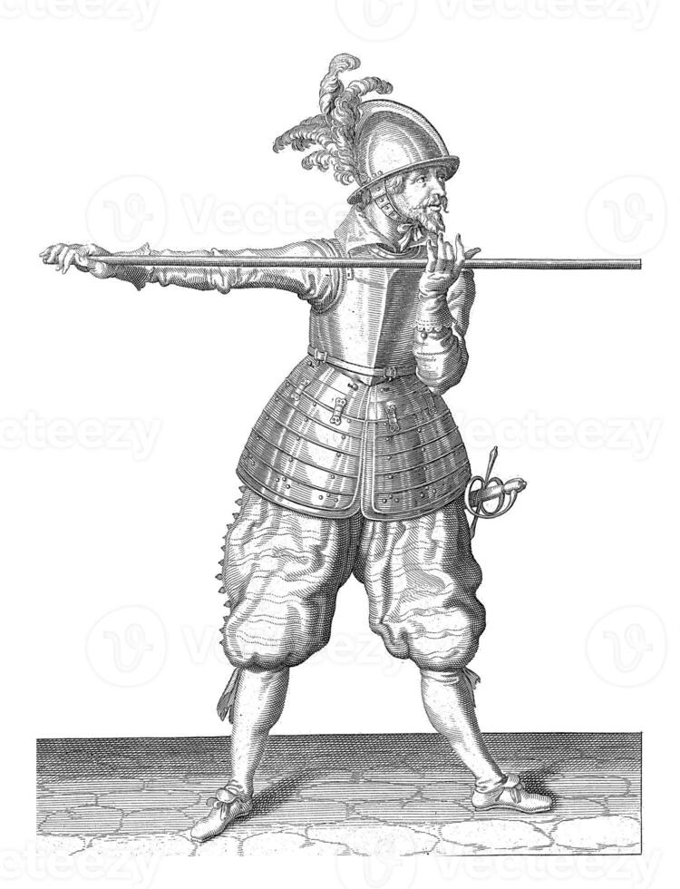 Soldier carrying his skewer, vintage illustration. photo