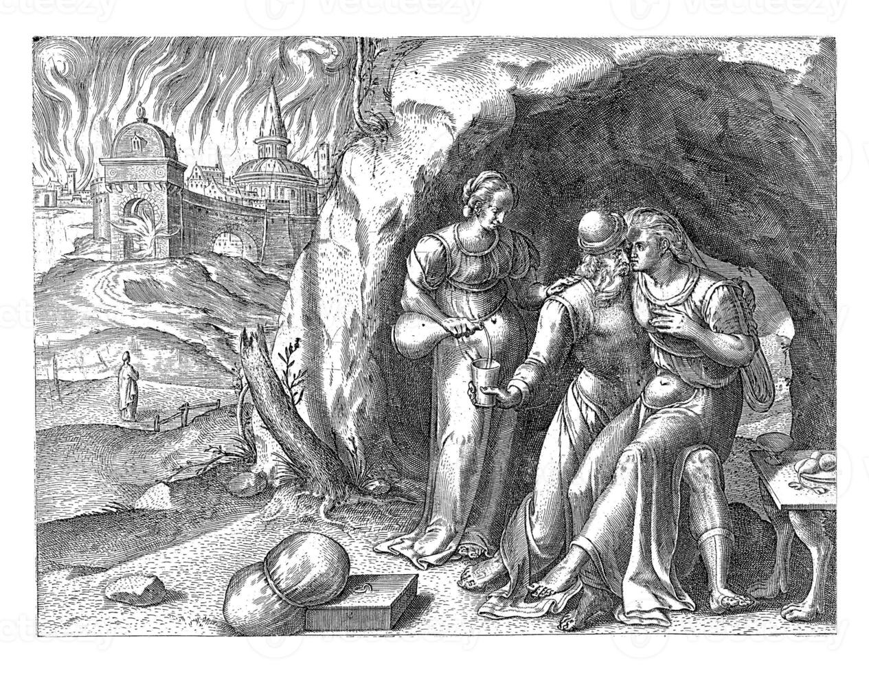 Lot and his daughters, Frans Menton, 1550 - 1570 photo