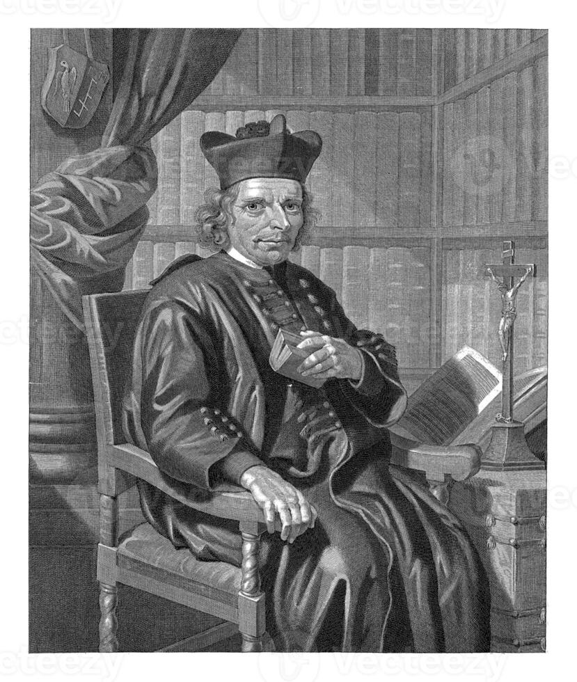 Portrait of the pastor Justus Modersohn, Johannes Klopper, after Jan de Bray, 1693 photo