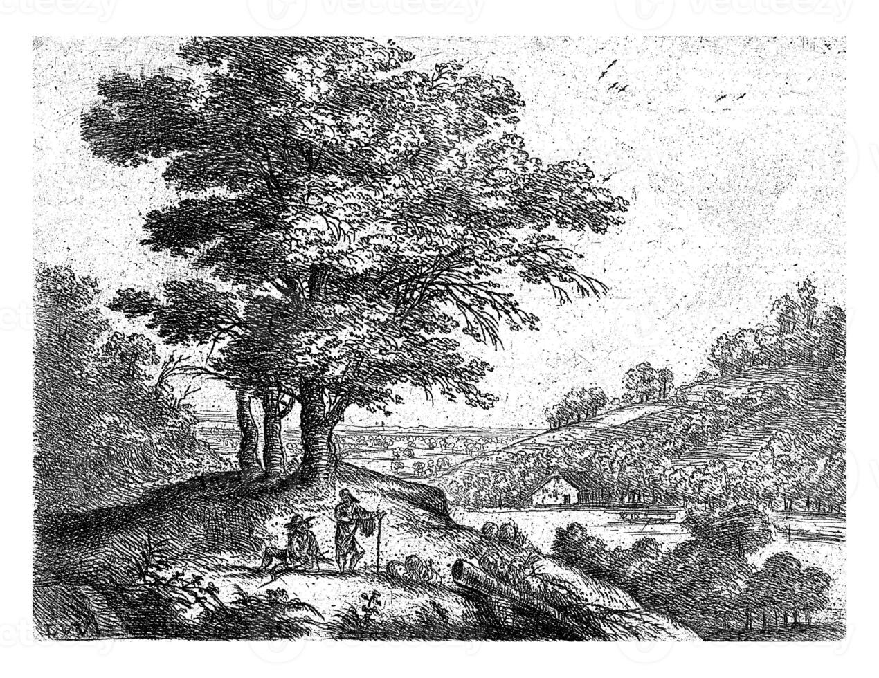 paisaje con un río, lucas camioneta uden, 1605 - 1673 foto