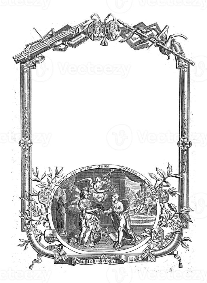 Printer's mark of Johan Arnold Langerak in decorative frame photo