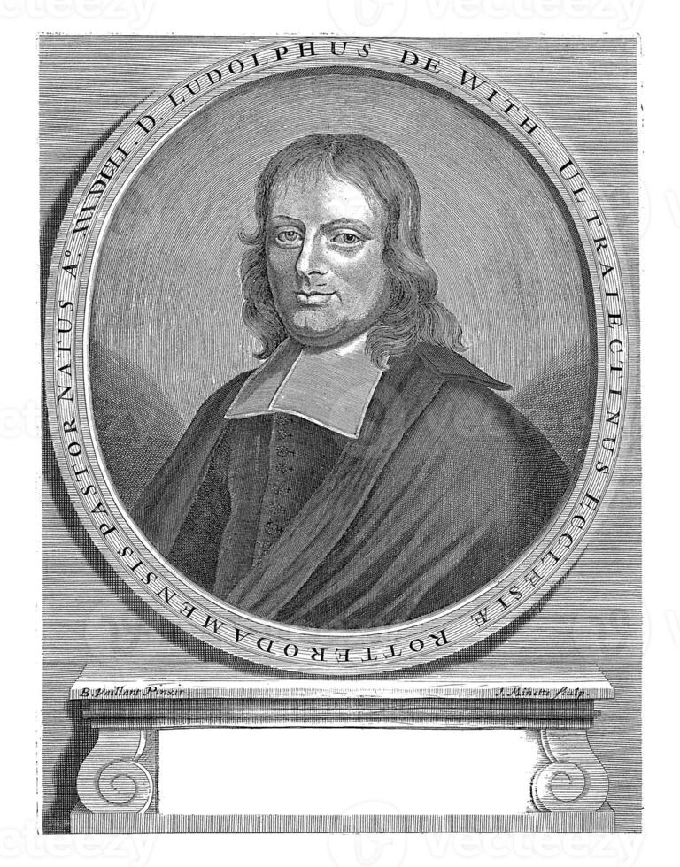 Portret van Ludolfus de With, Jean Minette, after Bernard Vaillant, 1709 - 1726 photo