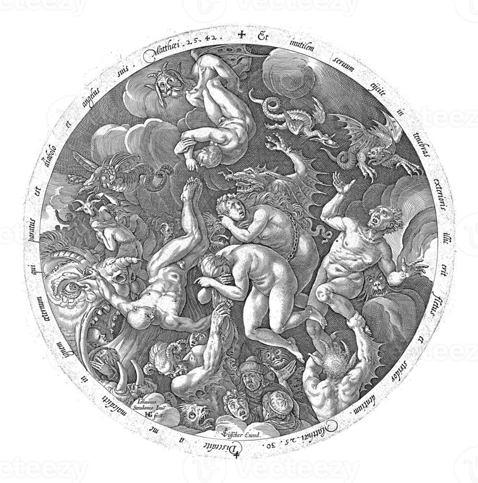 The Cursed Enter Hell, Hendrick Goltzius, after Jan van der Straet, 1596 - 1652 photo