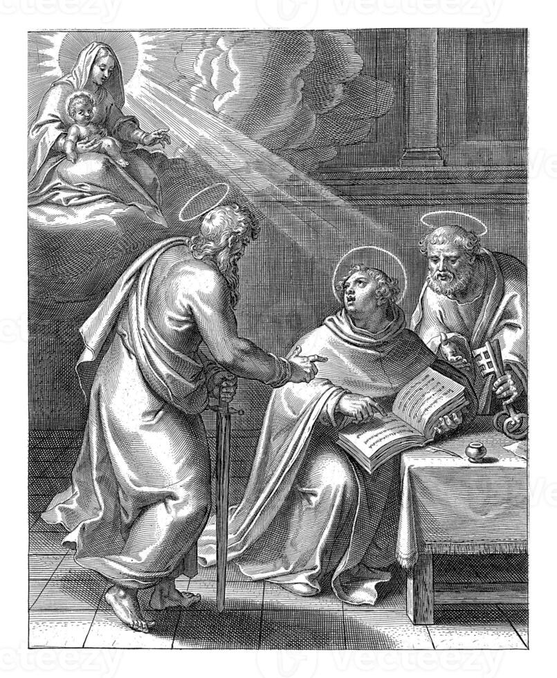 Thomas taught by Peter and Paul, Cornelis Galle I, after Otto van Veen, 1610 photo