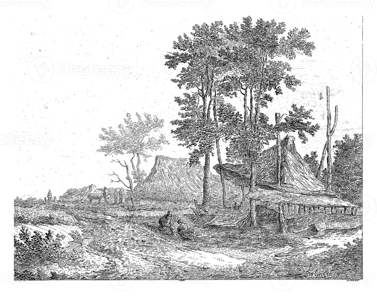 Landscape with the canopy of a haystack photo