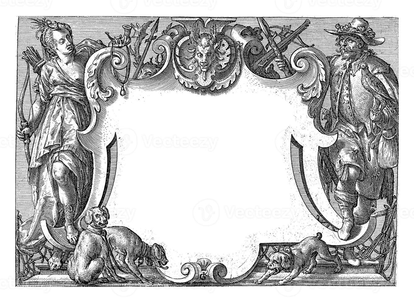Title print for a series with hunting scenes, Egbert Jansz, after Antonio Tempesta, 1598 photo