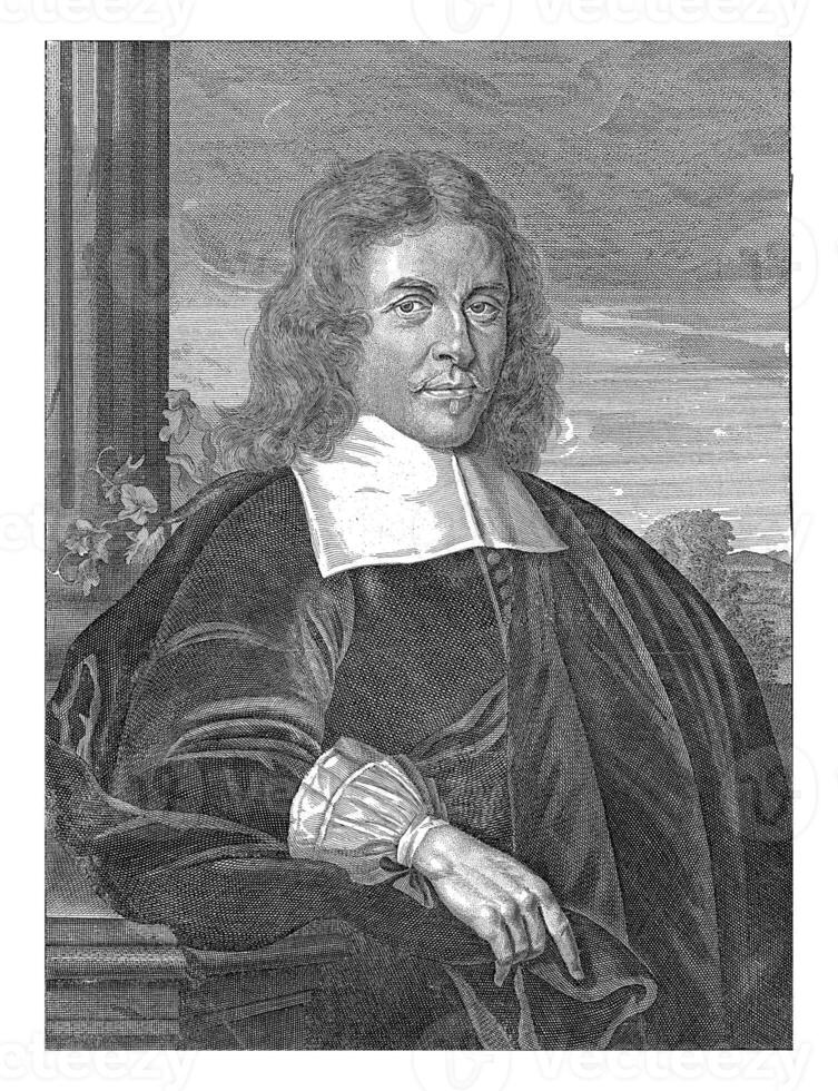 Portrait of Petrus Bortius, Reynier Blokhuysen, after unknown, 1673 - 1744 photo
