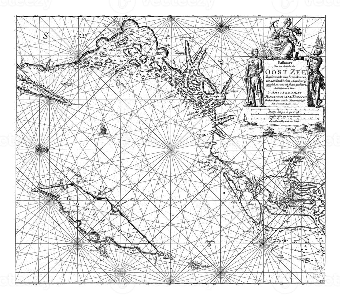 Passport map of the northwestern part of the Baltic with the Swedish coast, Jan Luyken photo