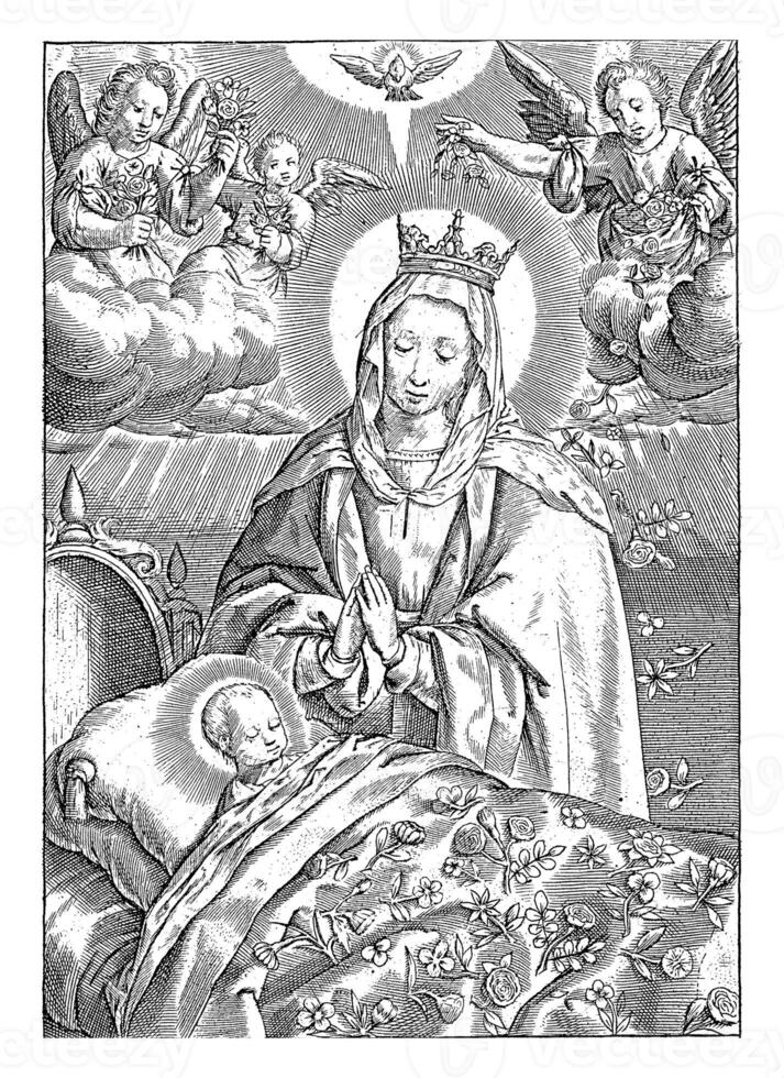 Mary Adoring the Sleeping Christ Child, Antonie Wierix II, 1565 - before 1604 photo