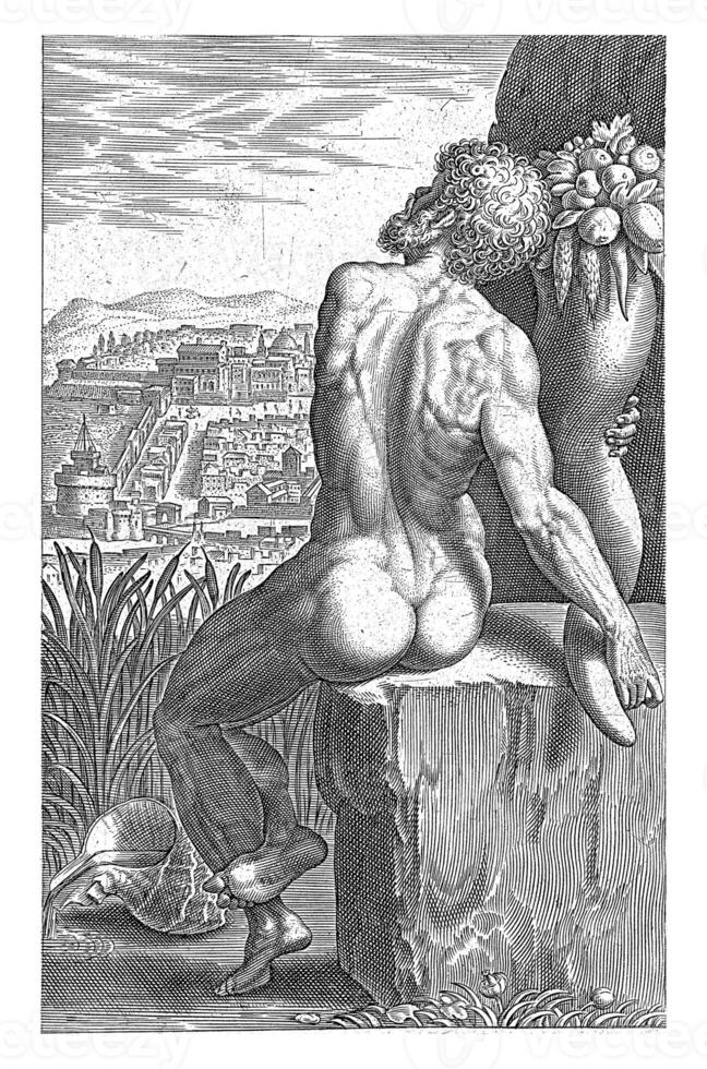 River god Tibris, Philips Galle, 1586 photo