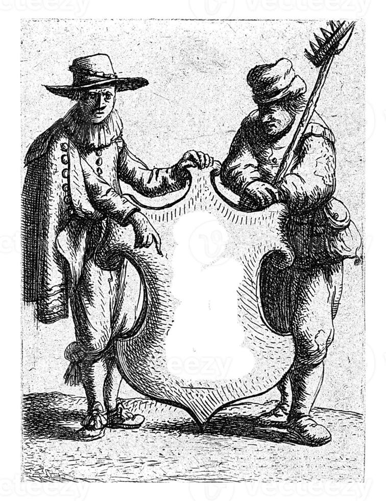 Elegant Man and a Chimney Sweep with a Coat of Arms photo