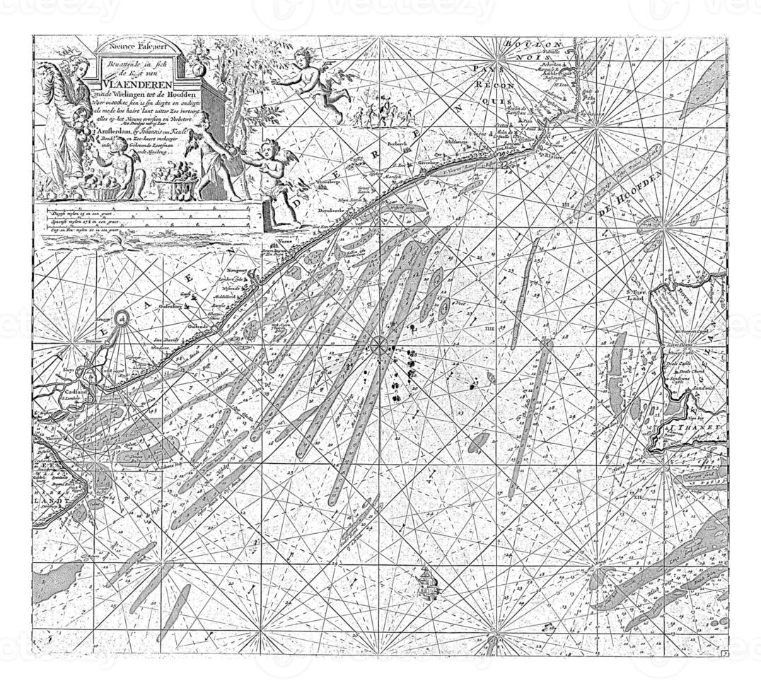 Passport map of the northern entrance to the Channel showing the coasts of Flanders, France and England, Jan Luyken photo