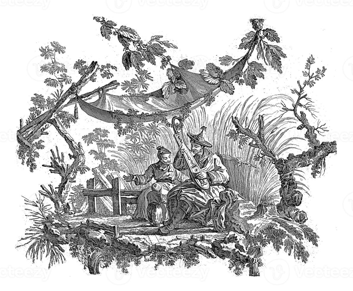 Chinese houses and figures. photo
