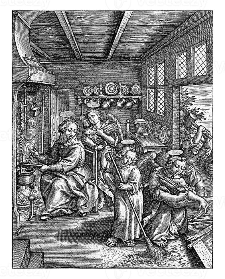 Christ Child Sweeps the Floor, Hieronymus Wierix, 1563 - before 1619 photo