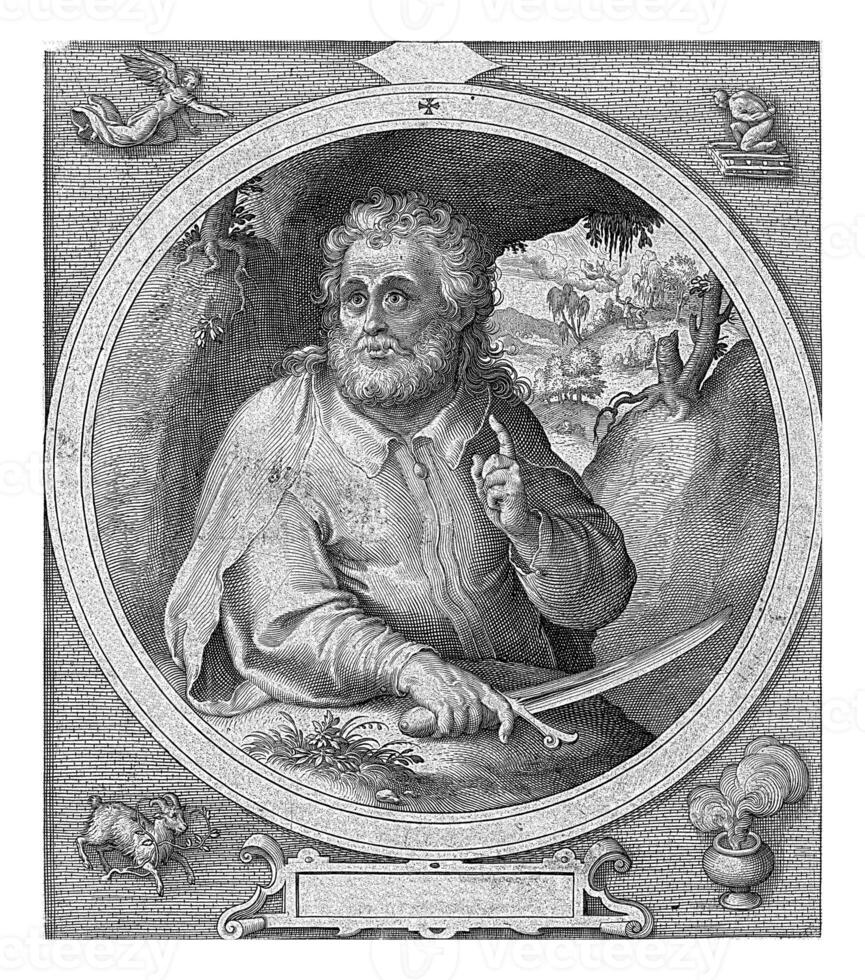 Abraham with a knife in his hand photo