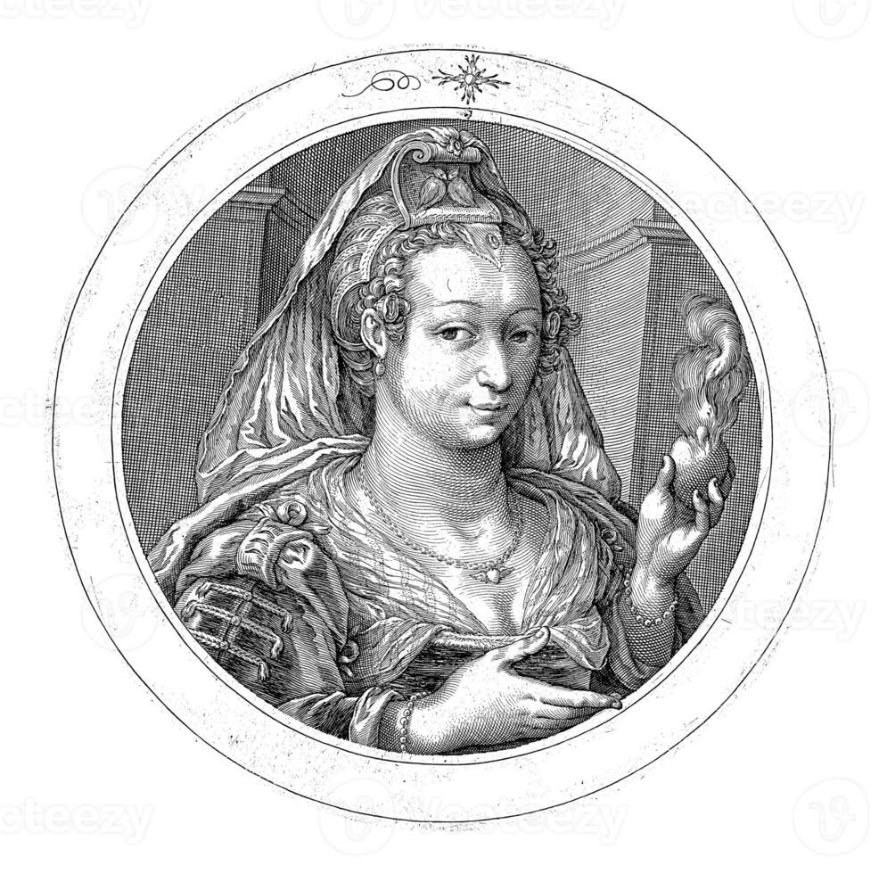 Venus with a Burning Heart, Jacob Matham, 1599 - 1600 photo