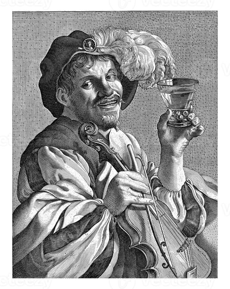 Man with violin and rummer photo